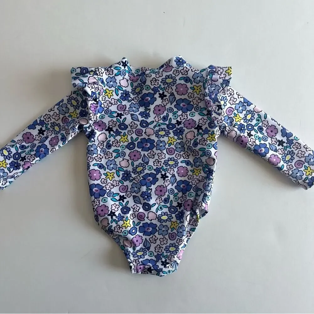 Gerber Baby Swimsuit Blue Floral Longsleeve
